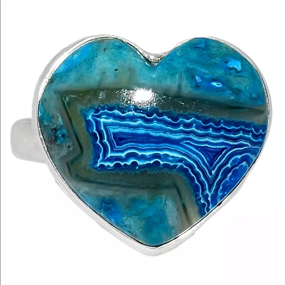 BOUTIQUE LACE AGATE 925 STERLING SILVER RING, 8.5 - Picture 1 of 8